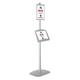 M&T Displays Free Standing Display Stand in with 1 x (8.5x11) Frame in Portrait and Landscape and 2 x (5.5x8.5) Steel Shelves Single Sided (Silver)