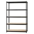 Lorell 2 300 lb Capacity Riveted Steel Shelving 72 Height x 48 Width x 24 Depth - Recycled - Black - Steel Particleboard - 1Each