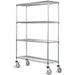 14 Deep x 54 Wide x 69 High 4 Tier Chrome Wire Shelf Truck with 1200 lb Capacity