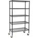 24 Deep x 24 Wide x 92 High 5 Tier Black Wire Shelf Truck with 800 lb Capacity