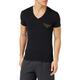 Emporio Armani Men's V-Neck Rainbow Logo T-Shirt, Black, S