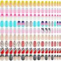 Maitys 216 Pieces Short Coffin Press on Nails Ballerina False Nails Glitter Glossy Full Cover Artificial Nail Colorful False Nail for Nail Salon Art DIY Nails Decoration Women Girls (Elegant Pattern)