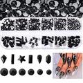 BELICEY Nail Rhinestones Kit 800PCS Multi-Shape Rhinestones for Nail Crystals Decoration Nail Hearts Butterfly Charm Nail Dimond Gems Stone for Nail Art Jewels DIY Crafts Clothing (Jet)