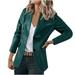 JNGSA Women Faux Leather Jacket/Blazer for Spring and Fall Fashion Casual Lapel Button Motorcycle Jacket with Pockets Moto Biker Coat Green M