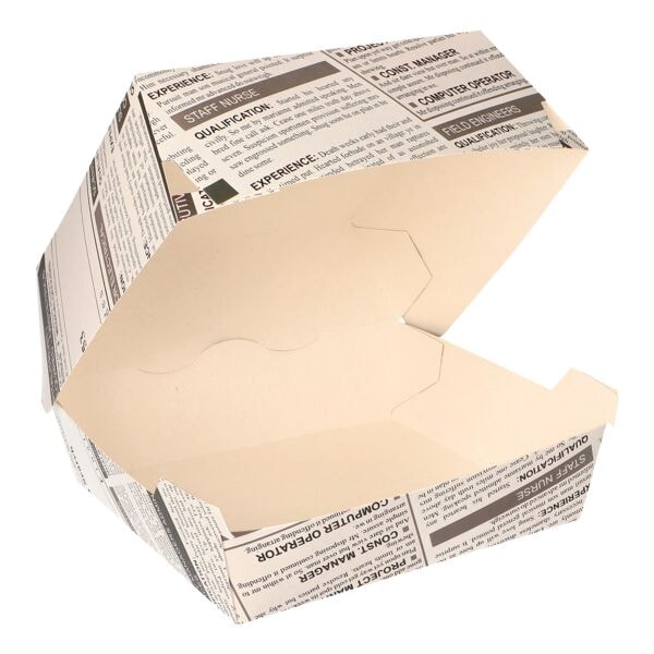 Papstar Einweg Burger-Boxen »Newsprint«, 50 Stück weiß, 12.5x7x12.5 cm Image