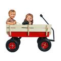 All Terrain Wagons for Kids Wagon with Removable Wooden Side Panels Garden Wagon with Steel Wagon Bed Folding Wagons for Kids/ Pets with Pneumatic Tires Red