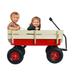 All Terrain Wagons for Kids Wagon with Removable Wooden Side Panels Garden Wagon with Steel Wagon Bed Folding Wagons for Kids/ Pets with Pneumatic Tires Red