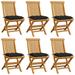 Suzicca Patio Chairs with Black Cushions 6 pcs Solid Teak Wood