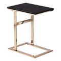 Southern Enterprises Rindland Contemporary Wood and Iron C Table in Black/Gold