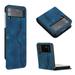 Luxury Case for Samsung Z Flip 4 Smile Design Premium Leather Shockproof Dustproof Anti-Scratch Case Wrist Strap Magnetic Flip Cover for Samsung Galaxy Z Flip 4 Darkblue