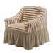 Homore 1 Piece Sofa Slipcover with Pleated Ruffled Skirt Washable High Stretch Durable Furniture Protector 1 Seater Striped Coffee