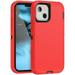 iPhone 14 Heavy Duty Case {Shock Proof Case with 3 Layer Rubber Shatter Resistant [Tough Armour] Rugged Case Compatible for iPhone 14} Red