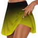 Hfyihgf Skorts Skirts for Women Summer Athletic Stretchy Elastic High Waist Gradient Color Workout Running Tennis Yoga Shorts(Yellow XL)