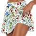 Hfyihgf Floral Print Tennis Skirts with Shorts for Women High Waisted Pleated Flowy Golf Skorts 2 in 1 Summer Workout Yoga Shorts(Print White M)