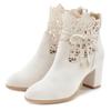 High-Heel-Stiefelette LASCANA, Damen, Gr. 40, weiß (beige), Obermaterial: 100% Textilmaterial. Futter: 100% Textilmaterial. Decksohle: 100% Textilmaterial. Laufsohle: 100% Synthetik, unifarben, modisch, Schuhe, mit modischer Spitze und bequemen...