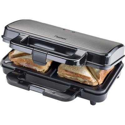 BESTRON Sandwichmaker "ASM90XLTG, XL für 2 Sandwiches, Antihaftbeschichtetet" schwarz (grau, schwarz) Sandwichmaker