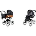 BabyLux ALU 2in1 Stroller for Toddlers – Pushchairs & Prams – Baby Stroller Pushchair for Newborn and Toddler – Baby Newborn Pram – 59x105x125cm – Max 15kg – White Dots White Frame
