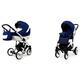 BabyLux Lilly 2 in 1 Baby Travel System Pram Stroller Adjustable Detachable Rain Cover Footmuff Newborn to Baby Polyurethane Foam Tire Sailor Blue