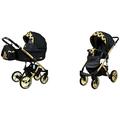 BabyLux Lumio 2 in 1 Baby Travel System Pram Stroller Adjustable Detachable Rain Cover Footmuff Newborn to Baby Polyurethane Foam Tire Gold Rainbow Gold Frame