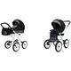 BabyLux Rosso 2 in 1 Baby Travel System Pram Stroller Adjustable Detachable Rain Cover Footmuff Newborn to Baby Polyurethane Foam Tire Optical Black