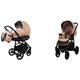 BabyLux Axel 2 in 1 Baby Travel System Pram Stroller Adjustable Detachable Rain Cover Footmuff Newborn to Baby Polyurethane Foam Tire Beige Black Frame