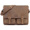 LEABAGS Messenger Bag Männer Vintage, Cambridge Echtleder Herren Umhängetaschen Aktentasche Herren & Damen Leder Laptoptasche Groß bis 15 Zoll Umhängetasche mit Schultergurt