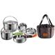 CAMPINGMOON 13PCS Stainless Steel Outdoor Camping Nesting Mess Kit Cookware Set Pots Pans with Storage Carrying Bag MC210