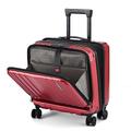 16" Carry on Luggage with 2 Laptop Compartments, ABS+PC Suitcase with Dual Control TSA Lock, with YKK, 4 Spinner Wheels, for Business Travel, Wine Red