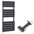 Milano Lustro Electric - 600W Modern Anthracite Flat Panel Heated Towel Rail Radiator with Simple Heating Element and Cable Cover - 1200mm x 450mm