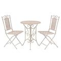 Goliraya 3 Piece Bistro Set Bar Set Outdoor Dining Table and Chair Vintage with Lace Design Steel Greyish White