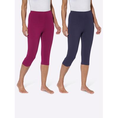 Caprileggings, Damen, Gr. 38, Normalgrößen, bunt (marine, malve), 95% Baumwolle, 5% Elasthan, unifarben, knielang, Hosen Image