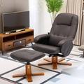 George Oliver Swivel Feingold PU Leather Swivel Recliner Chair w/ Ottoman Set Faux Leather in Yellow | 38.2 H x 29.53 W x 33.46 D in | Wayfair