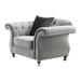 Accent Chair - Rosdorf Park Button Tufted Chair Silver Wood/Velvet in Brown/Gray | 34.5 H x 46.85 W x 35.15 D in | Wayfair