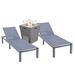 Orren Ellis Khamir Outdoor Metal Chaise Lounge w/ Table Metal in Gray | 32.44 H x 21.65 W x 21.65 D in | Wayfair 2790D6A562FE42CBAB108EB08FF7B294