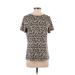 Blooming Jelly Short Sleeve T-Shirt: Tan Leopard Print Tops - Women's Size Small