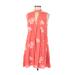 Honey Punch Casual Dress - A-Line Mock Sleeveless: Orange Floral Dresses - Women's Size Small