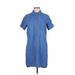 Old Navy Casual Dress - Shirtdress High Neck Short sleeves: Blue Print Dresses - Women's Size Medium