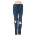 Free People Jeans - Mid/Reg Rise Skinny Leg Denim: Blue Bottoms - Women's Size 27 - Dark Wash