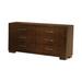 Bela 64 Inch Wide 6 Drawer Dresser, Felt Lined, Silver Handles, Dark Brown