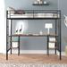 Black Steel Loft Bed with Table - Sturdy Metal Construction, Space-Saving Design, Safety Guaranteed, Easy Assembly