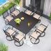 9-Piece Patio Dining Set, 60 Inch Square Metal Table and 8 Swivel Dining Chairs