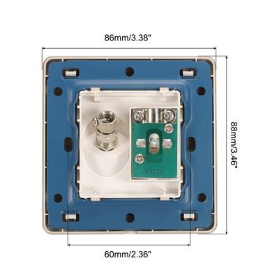 TV Aerial Socket Wall Plate Satellite Gold Tone PC 88x86mm for Coaxial Cable - Gold Tone