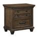 Flo 29 Inch Nightstand, 2 Blueprint Drawers, Felt Lined, 2 USB Ports, Brown