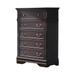 Bee 50 Inch 5 Drawer Tall Dresser Chest, Felt Lined, Cappuccino Brown Wood