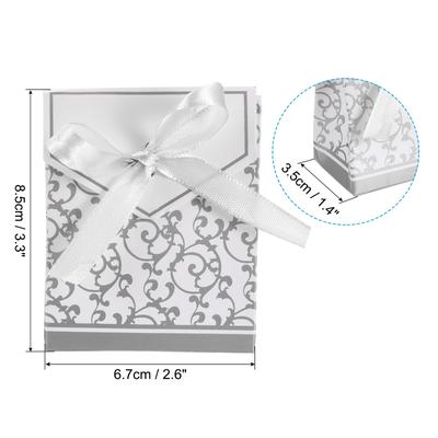 Candy Boxes, 50 Pcs Wedding Gift Boxes with Ribbon 3.3 x 2.6 Inch