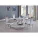 Somette Julie 5-Pice Carrara Marble Dining Set with Gray High-back Chairs