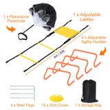 Agility Ladder Speed Training Equipment with Cones Resistance Parachute Hurdles - Yellow