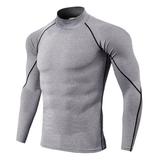 Men s Thermal Long Sleeve high neck fitness Compression Shirts Athletic Base Layer Top Winter Gear Running T-Shirt