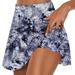 ZQGJB Flowy Skirts for Women Tie Dye Gradient Print Gym Athletic Shorts Workout Running Tennis Skater Golf Cute Skort High Waisted Pleated Mini Outfits Dark Blue L