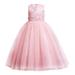 safuny Girls s Party Gown Birthday Dress Clearance Floral Lace Splicing Sleeveless Round Neck Mesh Tiered Swing Hem Vintage Holiday Princess Dress Lovely Comfy Fit Pink 3-12Y